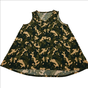 LuLaRoe Green Camouflage Tank Top Size Large